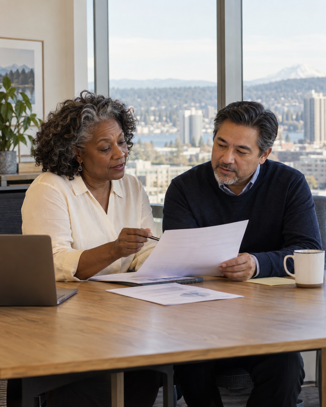 Illustrative photo of colleagues reviewing business records in a professional workplace.